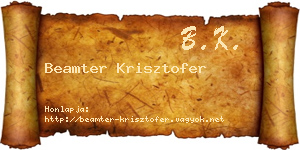 Beamter Krisztofer névjegykártya